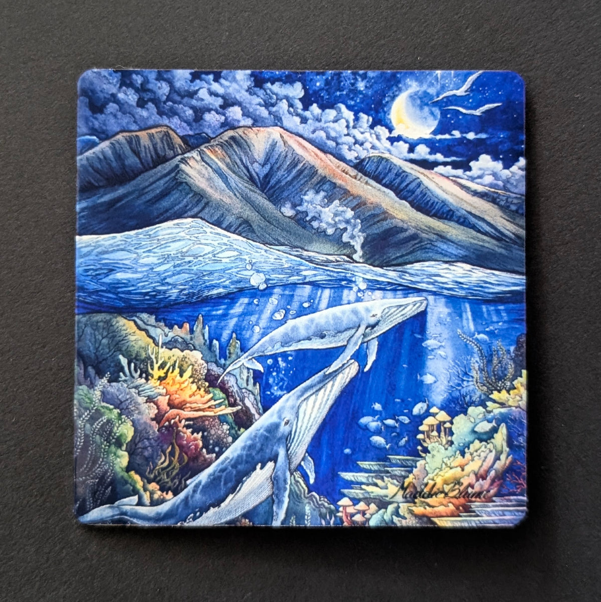 "Whales Playing in the Maui Moonlight" Magnet