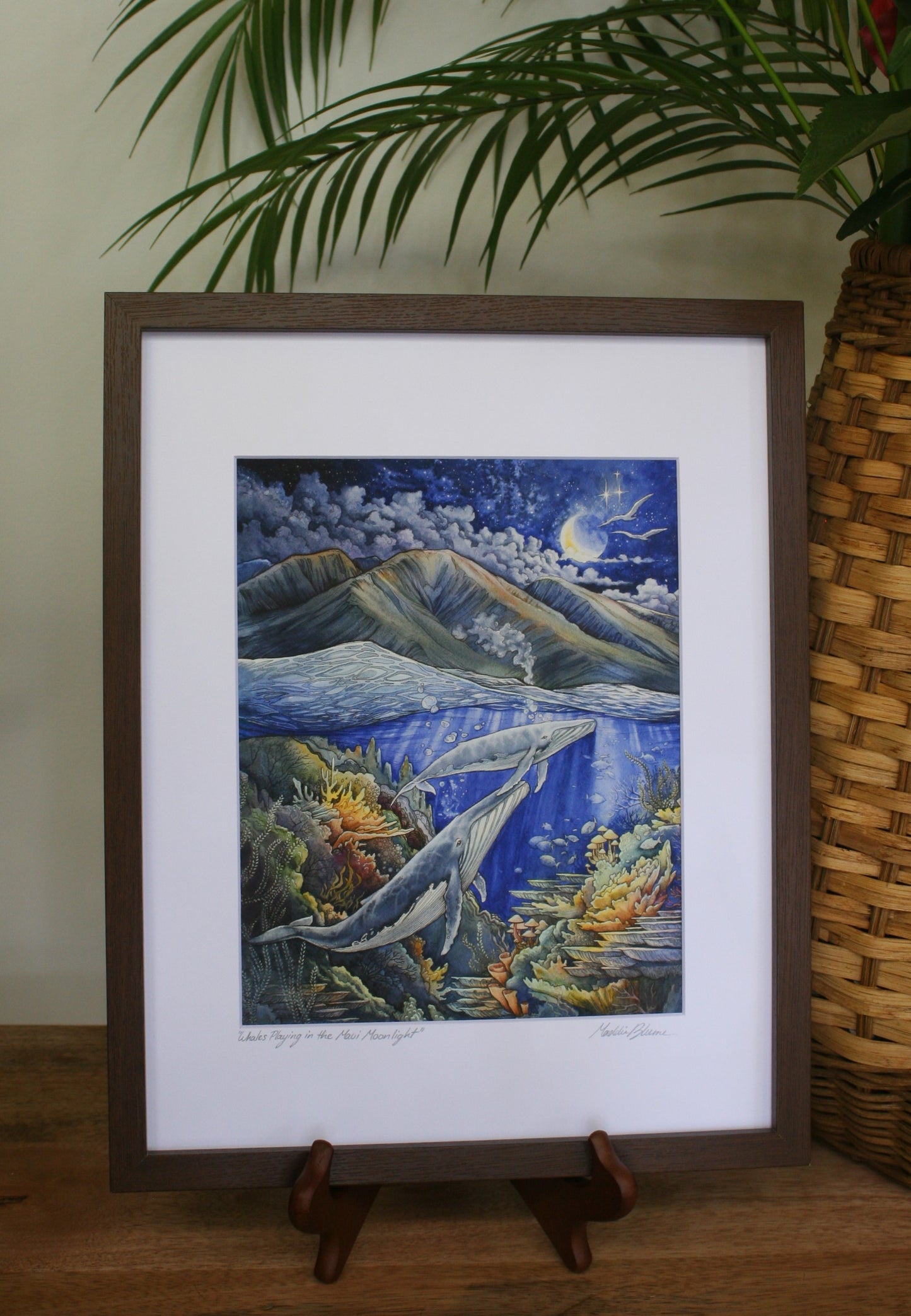 "Whales Playing in the Maui Moonlight" Giclee Print