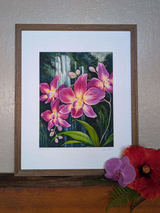"Orchids of the Lei" Matted Giclee Fine Art Print
