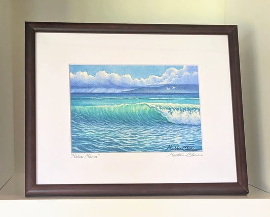 "Makai Mana" Original 5"x7" Watercolor Painting, Framed