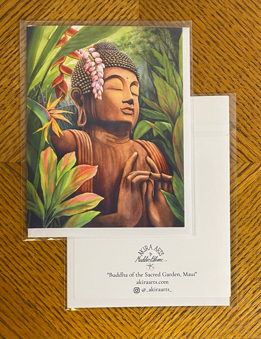 "Buddha of the Sacred Garden, Maui" Note Card