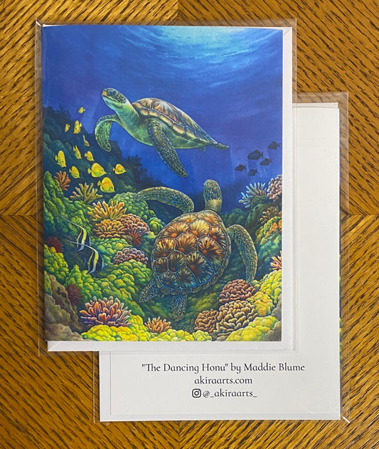 "The Dancing Honu" Note Card