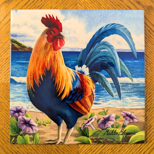 "Colorful Hawaiian Rooster" Tile Print